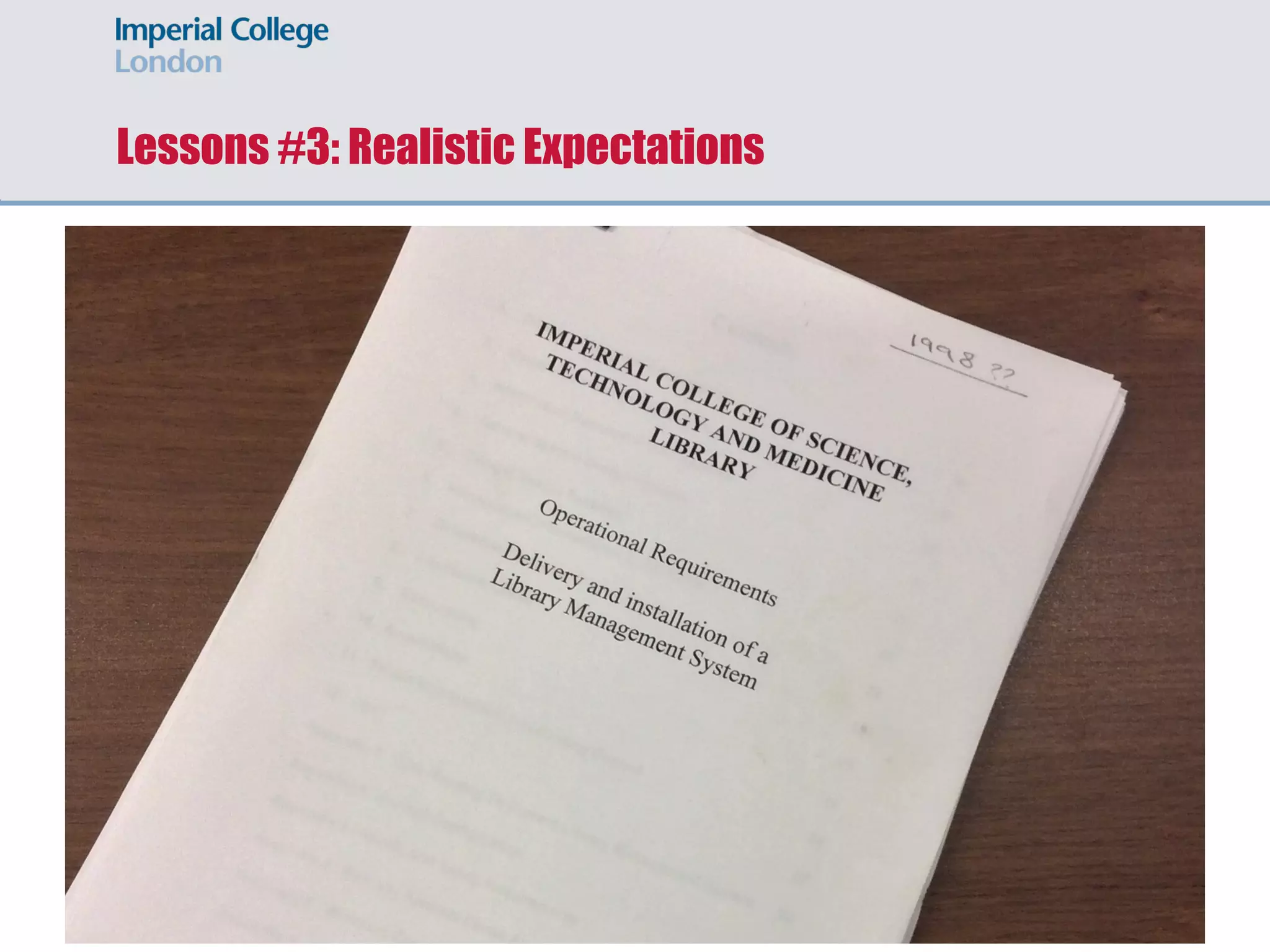 Lessons #3: Manage Expectations
 