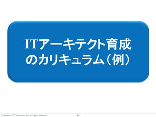 Copyright  IT innovation, Inc. All rights reserved. 54
ITアーキテクト育成
のカリキュラム（例）
 