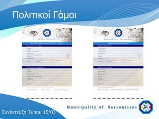 Πολιτικοί Γάμοι




Σςνέντεςξη Τύπος 15/03
 