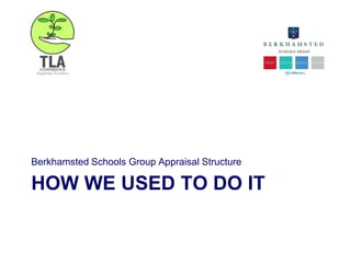 HOW WE USED TO DO IT
Berkhamsted Schools Group Appraisal Structure
 