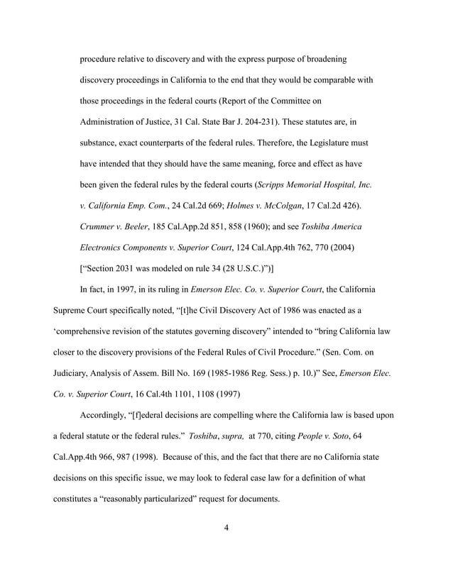 California Discovery Law Why Requests for Production of Documents may
