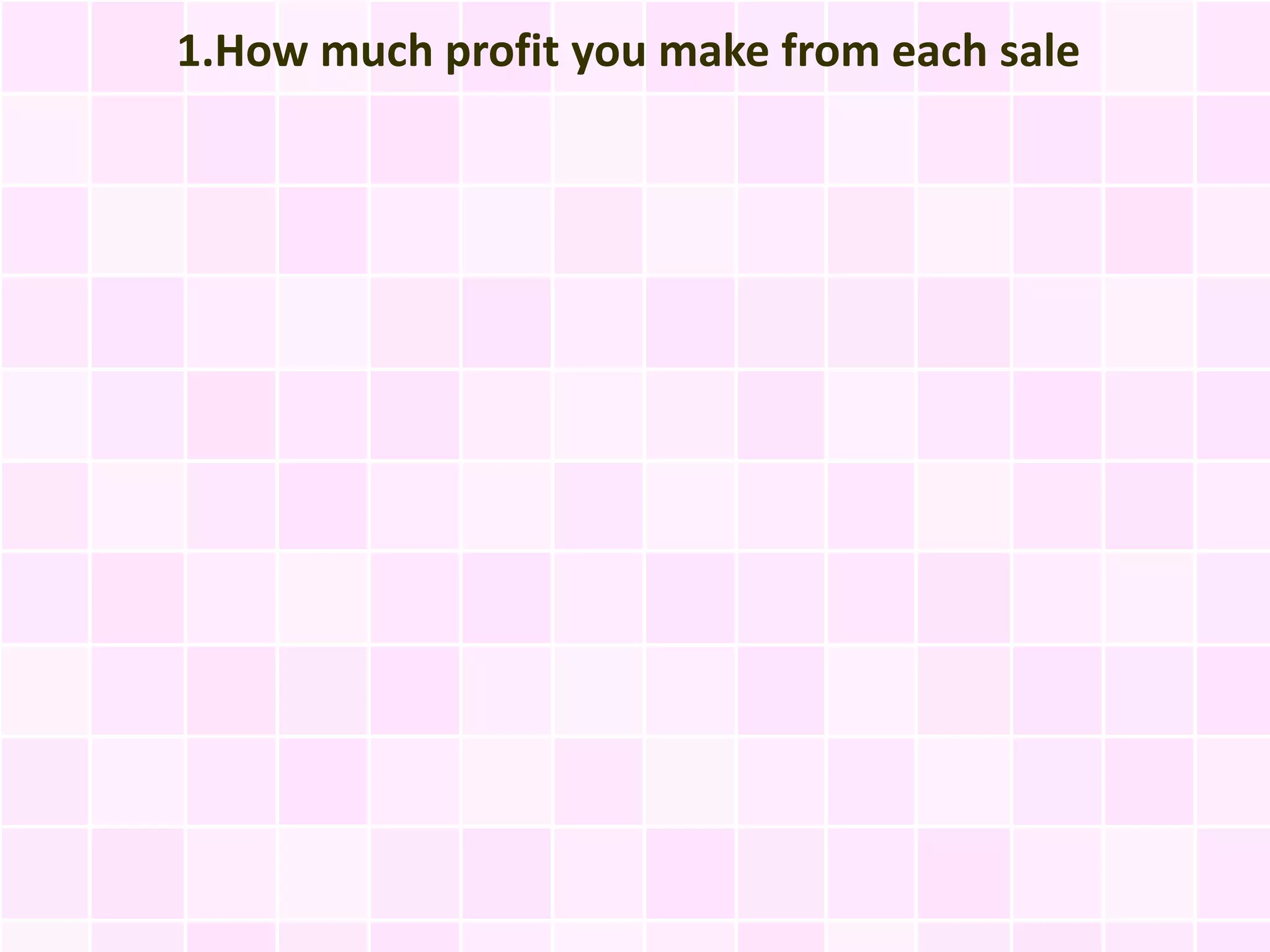 1.How much profit you make from each sale
 