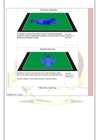Carga: discos de 25 kg
TAREA Nº 3: (20´)
 