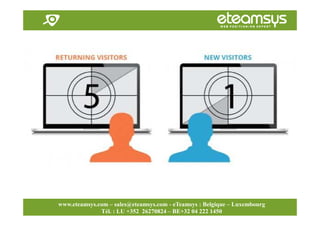 Faites travailler le web pour vous!
www.eteamsys.com - sales@eteamsys.com
www.eteamsys.com – sales@eteamsys.com - eTeamsys : Belgique – Luxembourg
Tél. : LU +352 26270824 – BE+32 04 222 1450
 