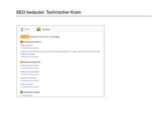 SEO bedeutet: Technischer Kram
 