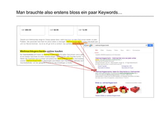 Man brauchte also erstens bloss ein paar Keywords…
 