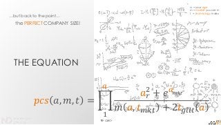 THE EQUATION
the PERFECT COMPANY SIZE!
…but back to the point…
*
a = your age
m = market you are in
t = technology index
𝑝...