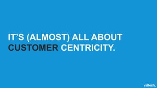 IT’S (ALMOST) ALL ABOUT
CUSTOMER CENTRICITY.
 