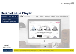PRÄSENTATION
Beispiel neue Player:
S | 28
Ein Unternehmen der Otto Gruppe:
Großhandel
Fashion & Schuhe
Gründe? 29.04.2015
...