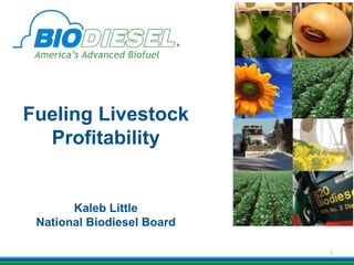 Fueling Livestock
Profitability
Kaleb Little
National Biodiesel Board
1
 