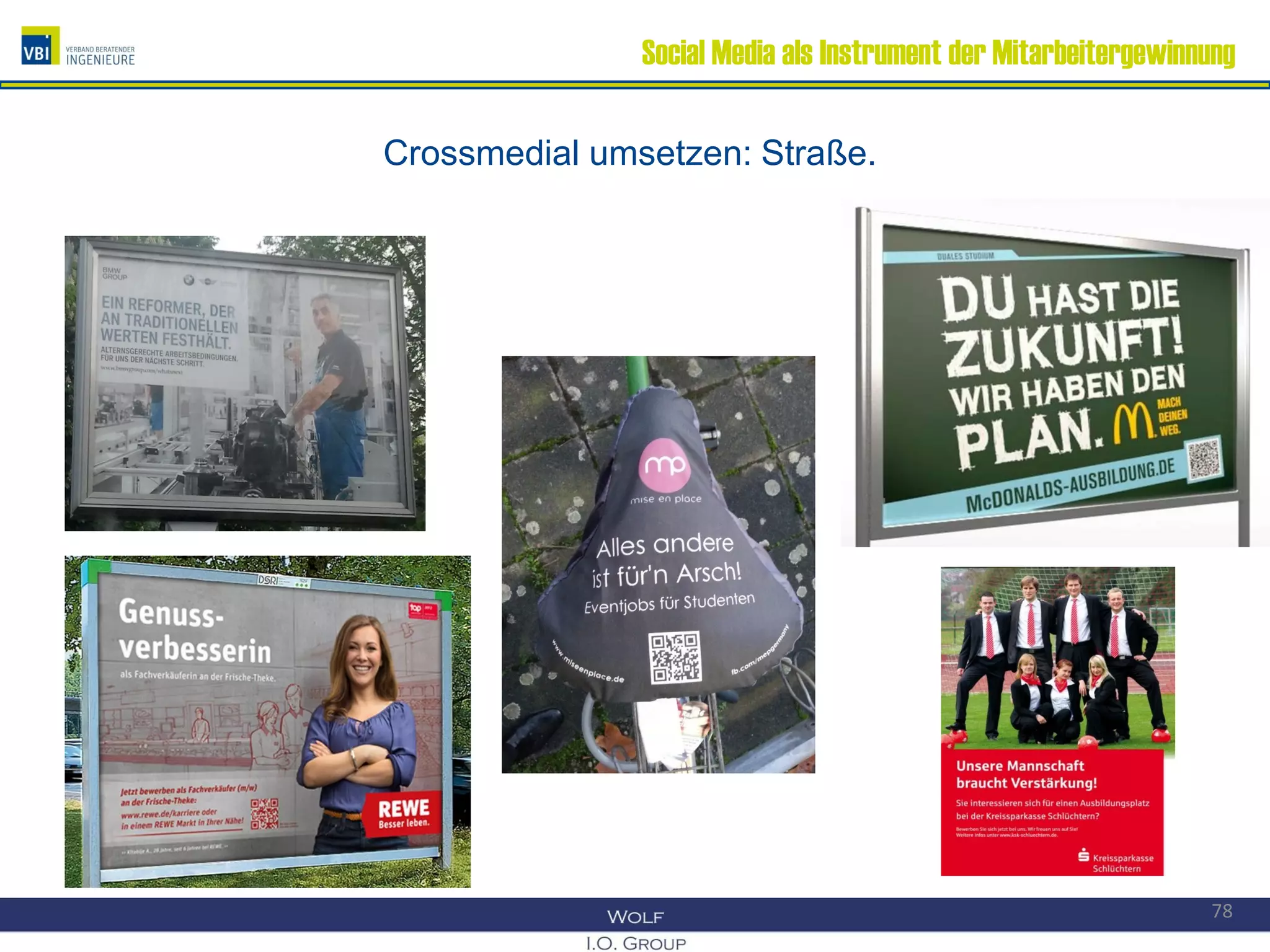 Social Media als Instrument der Mitarbeitergewinnung
Crossmedial umsetzen: Straße.
78
 