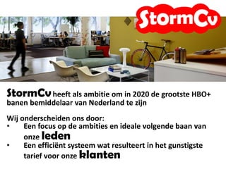 Wij onderscheiden ons door banen te zoeken op basis van
de ambities van onze leden, HBO, WO en MBA
professionals.
Door deze focus kunnen we onze klanten unieke
kandidaten voorstellen, werkende top professionals die
niet actief op zoek zijn naar een baan.
 