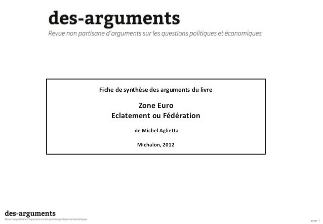 Fiche De Lecture Zone Euro éclatement Ou Fédération De - 