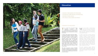 Education
he future lies in the youth. Putera
Sampoerna Foundation (PSF)
acknowledges this truth by equipping the
next generation with quality education that will
enable them to reach their potential and contribute
to the society.
In Akademi Siswa Bangsa Internasional (ASBI) –
the Sampoerna Academy, international standard
education which focuses on academic excellence
and character building is made accessible to
Indonesian students, while Universitas Siswa
Bangsa Internasional (USBI) – the Sampoerna
University provides them the opportunity to
acquire US-accredited associate degrees in Jakarta
or pursue their studies in the US. Koperasi Siswa
Bangsa (KSB) extends student assistance to
underprivileged youth, allowing them to continue
their education and get their sea legs in their
chosen industry.
PSF School Development Outreach (PSF-SDO)
implements professional development programs
for teachers, superintendents and administrators,
and supports them in establishing the infrastructure
for quality education.
asa depan berada di pundak generasi
muda. Putera Sampoerna Foundation (PSF)
menanggapi hal ini dengan menyediakan
pendidikan bermutu bagi generasi muda, agar mereka
dapat mewujudkan potensinya dan berkontribusi
kembali kepada masyarakat.
Di Akademi Siswa Bangsa Internasional (ASBI)–the
Sampoerna Academy, para siswa Indonesia dapat
menjangkau pendidikan berstandar internasional
yang berfokus pada pengembangan akademis dan
pembentukan karakter, sementara di Universitas
Siswa Bangsa Internasional (USBI)–the Sampoerna
University, mereka dapat meraih associate degree
dengan akreditasi AS di Jakarta atau melanjutkan studi
di sana. Koperasi Siswa Bangsa (KSB) memberikan
bantuan pendidikan bagi remaja prasejahtera, agar
dapat melanjutkan pendidikan dan mengantisipasi
segala rintangan dalam meniti karir.
PSF School Development Outreach (PSF-SDO)
menerapkan program pengembangan profesi bagi
para guru, pengawas, dan pengurus, serta mendukung
mereka dalam membangun infrastruktur pendidikan
yang bermutu.
T M
A VOYAGE TO DISCOVERY
• A K A D E M I S I S W A B A N G S A I N T E R N A S I O N A L
• U N I V E R S I TA S S I S W A B A N G S A I N T E R N A S I O N A L
• K O P E R A S I S I S W A B A N G S A
• P S F S C H O O L D E V E L O P M E N T O U T R E A C H
18 19
 