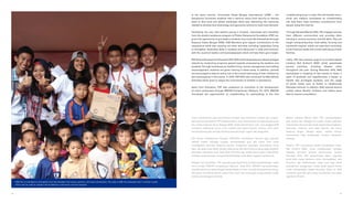 ASBI Fair is intended to strengthen the ties between the school, parents, and local community. This year’s ASBI Fair amassed over 14 million rupiah,
which will be used to support the Academy’s community service program.
In the same manner, Universitas Siswa Bangsa Internasional (USBI) – the
Sampoerna University students held a seminar about food security to discuss
ways to face local and global challenges while also identifying the resources
needed to develop food technology and agronomy science to meet local demand.
Facilitating the very idea behind paying it forward, individuals who benefited
from the student assistance program of Putera Sampoerna Foundation (PSF) are
given the opportunity to give back to students very much like themselves through
Koperasi Siswa Bangsa (KSB). KSB Members give regular contributions to the
cooperative while also carrying out other activities including Leadership Camp
to strengthen leadership skills in students and taking part in talks and seminars
with the country’s leaders and businesspeople which will help them gain insight.
PSFSchoolDevelopmentOutreach(PSF-SDO)extendsassistancetodisadvantaged
schools by conducting programs geared towards empowering the teachers and
students.Through workshops on healthy living, money management and reading
encouragement, students are given training in these areas. In addition, parents
are encouraged to take an active role in the overall well-being of their children by
also participating in the events. In 2014, PSF-SDO also continued its After-School
Activities which aims to reduce the involvement of children in plantations.
Apart from Education, PSF also endeavors to contribute to the development
of micro enterprises through MEKAR Entrepreneur Network. For 2014, MEKAR
introduced the opportunities of crowdfunding by participating in the first
Untuk memfasilitasi aksi berkontribusi kembali, para penerima manfaat dari program
dana bantuan pendidikan PSF berkesempatan untuk berkontribusi kembali kepada siswa
lain melalui Koperasi Siswa Bangsa (KSB). Selain berkontribusi rutin, para anggota KSB
mengikuti Leadership Camp untuk melatih jiwa kepemimpinan mereka, serta acara
bincang-bincang dan seminar bersama para pemimpin negara dan pengusaha.
PSF School Development Outreach (PSF-SDO) memberikan bantuan bagi sejumlah
sekolah melalui berbagai program pemberdayaan guru dan siswa. Para siswa
mendapatkan sejumlah lokakarya seputar manajemen keuangan, peningkatan minat
baca, dan gaya hidup sehat, dengan didampingi oleh para orang tua yang diajak berperan
aktif dalam kesehatan anak. Pada 2014, PSF-SDO juga melanjutkan program After-School
Activities yang bertujuan mengurangi keterlibatan anak dalam kegiatan perkebunan.
Terlepas dari pendidikan, PSF juga berupaya berkontribusi pada pengembangan usaha
mikro melalui MEKAR Entrepreneur Network. Pada 2014, MEKAR memperkenalkan
crowdfunding (urun dana) dengan berpartisipasi di forum crowdfunding pertama di Asia.
Peluang ini membantu pemilik usaha mikro, kecil, dan menengah mengumpulkan modal
melalui para pengguna internet.
crowdfunding forum in Asia.This will benefit micro,
small and medium businesses as crowdfunding
will help them raise monetary contributions from
people using the internet.
Through SahabatWanita (SW), PSF engages women
from different communities and provides them
training in various economic and life skills.They are
taught entrepreneurship, food safety, farming and
handicraft creation, which can help them contribute
to the financial needs and overall well-being of their
families.
Lastly, PSF also extends support to its Islam-based
initiative Bait Al-Kamil (BAK) which spearheads
several activities, including disaster relief,
throughout the year. During Ramadan 2014, BAK
participated in breaking of fast events to foster a
spirit of gratitude and togetherness; a bazaar to
benefit less privileged students; and the usage
of social media such as Twitter to disseminate
Ramadan lectures. In addition, BAK opened several
outlets where Muslim brothers and sisters were
able to receive consultation.
Melalui Sahabat Wanita (SW), PSF memberdayakan
para wanita dari berbagai komunitas melalui pelatihan
keterampilan ekonomi dan sosial, seperti kewirausahaan,
keamanan makanan, budi daya sayuran, dan kreasi
kerajinan tangan. Dengan begitu, mereka mampu
berkontribusi bagi penghasilan maupun kesehatan
keluarga.
Terakhir, PSF mendukung inisiatif bernapaskan Islam,
Bait Al-Kamil (BAK), untuk melaksanakan berbagai
kegiatan, termasuk bantuan kemanusiaan. Selama
Ramadan 2014, BAK berpartisipasi dalam sejumlah
acara buka puasa bersama untuk meningkatkan rasa
bersyukur dan kebersamaan; bazar amal bagi siswa
prasejahtera; penggunaan media sosial seperti Twitter
untuk memperdalam ibadah Ramadan. Selain itu, BAK
membuka sejumlah gerai yang memberikan konsultasi
bagi kaum Muslim.
58 59
 