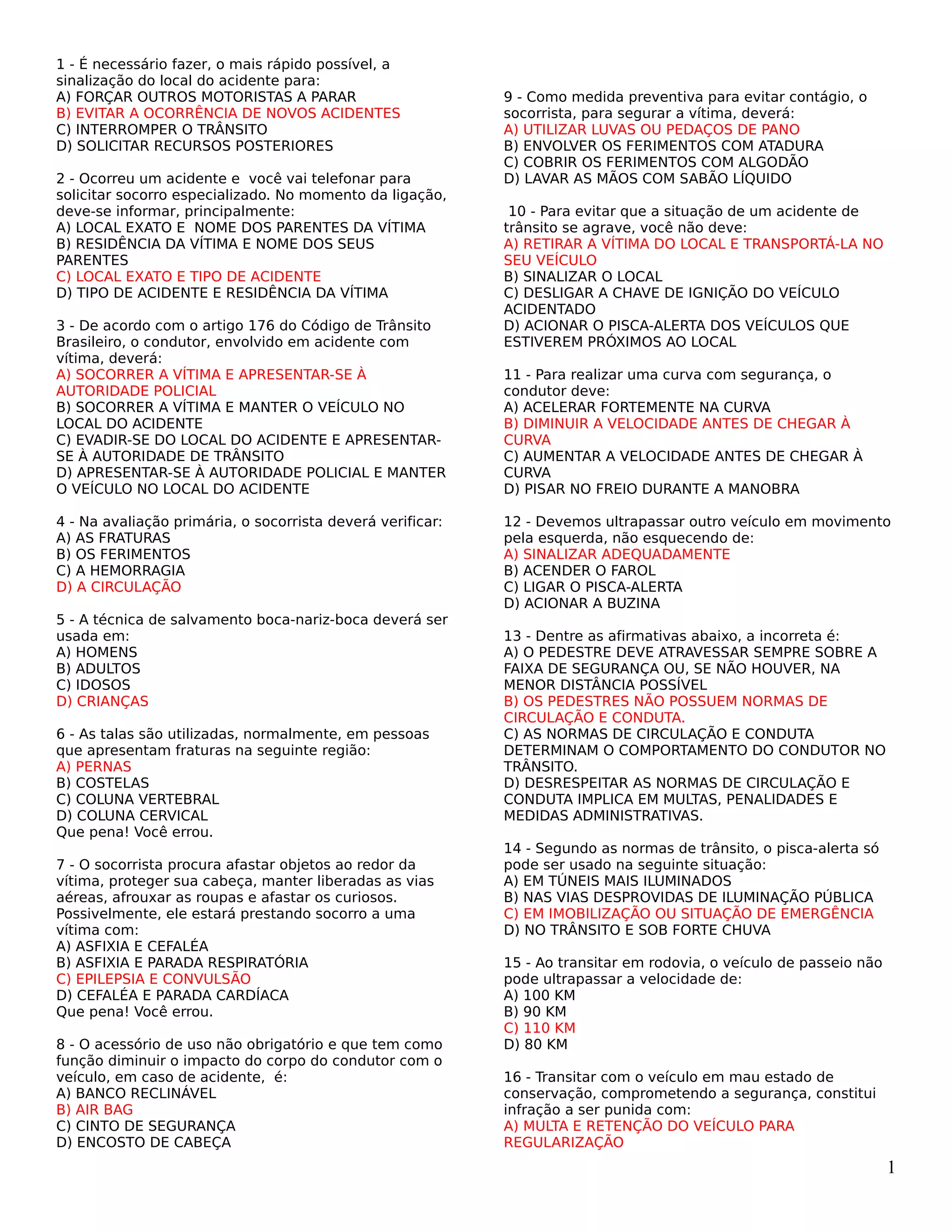 Respostas Do Simulado Detran - RETOEDU