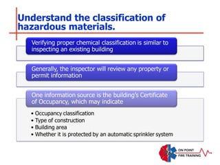 Understand the classification of
hazardous materials.
 