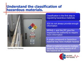 Understand the classification of
hazardous materials.
Courtesy of Rich Mahaney
 