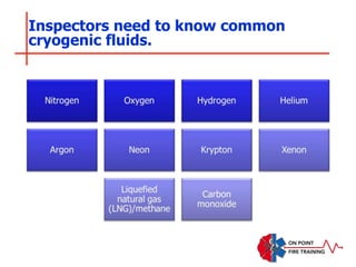 Inspectors need to know common
cryogenic fluids.
 