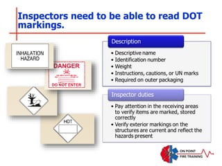 Inspectors need to be able to read DOT
markings.
 