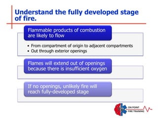 Understand the fully developed stage
of fire.
 