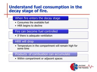 Understand fuel consumption in the
decay stage of fire.
 