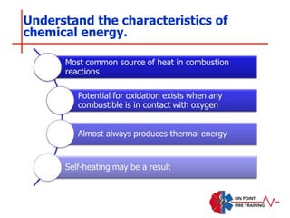 Understand the characteristics of
chemical energy.
 