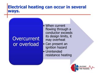Electrical heating can occur in several
ways.
 
