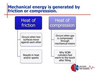 Mechanical energy is generated by
friction or compression.
 