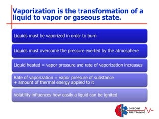Vaporization is the transformation of a
liquid to vapor or gaseous state.
 