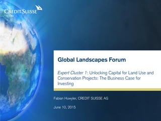 Global Landscapes Forum
Expert Cluster 1: Unlocking Capital for Land Use and
Conservation Projects: The Business Case for
Investing
Fabian Huwyler, CREDIT SUISSE AG
June 10, 2015
 
