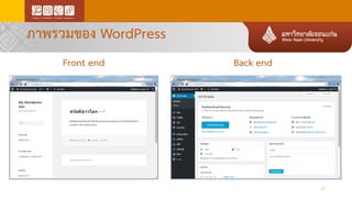 ภาพรวมของ WordPress
Front end Back end
27
 