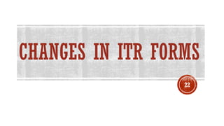 CHANGES IN ITR FORMS
22
 