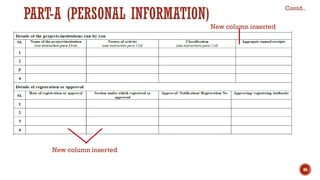 PART-A (PERSONAL INFORMATION)
New column inserted
New column inserted
66
Contd..
 