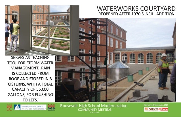 Roosevelt High School Moderniza on
COMMUNITY MEETING
JUNE 2015
WATERWORKS COURTYARD
REOPENED AFTER 1970’S INFILL ADDITION
...