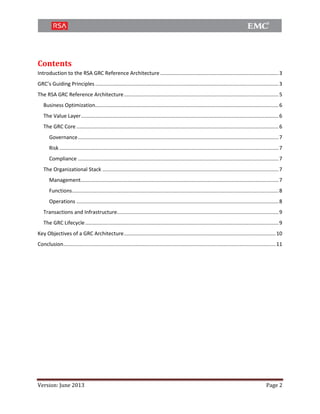 The RSA GRC Reference Architecture | PDF