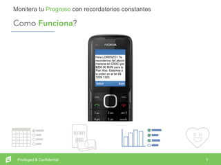 9Privileged & Confidential
Como Funciona?
Monitera tu Progreso con recordatorios constantes
 
