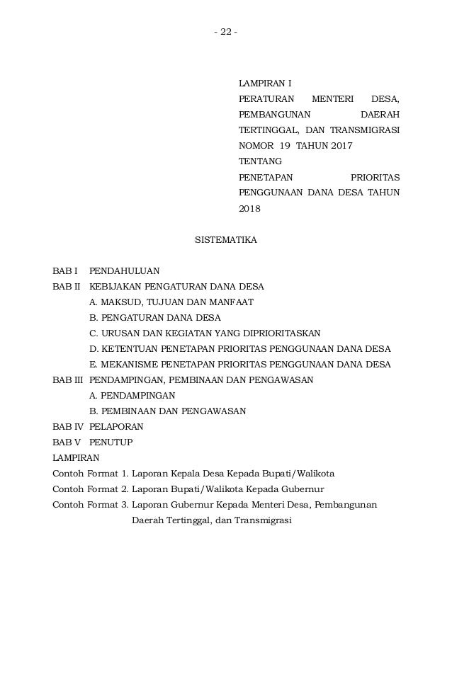 PERATURAN MENTERI DESA, PEMBANGUNAN DAERAH TERTINGGAL, DAN 