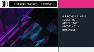 6 PROVEN SIMPLE
IDEAS TO
ACCELERATE
PIVOTING IN
BUSINESS
ENTREPRENEURSHIP DRIVE
 