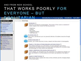 T H A T W O R K S P O O R L Y F O R
E V E R Y O N E – B U T
E G A L I T A R I A N
A N D F R O M N E W S C H O O L
 