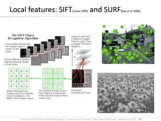 © Stephane.Marchand-Maillet@unige.ch – University of Geneva – Multimedia Retrieval – September 2015 - 59
Local features: SIFT[Lowe 1999] and SURF[Bay et al 2006]
 