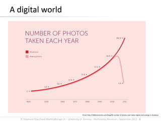 © Stephane.Marchand-Maillet@unige.ch – University of Geneva – Multimedia Retrieval – September 2015 - 6
A digital world
[From http://1000memories.com/blog/94-number-of-photos-ever-taken-digital-and-analog-in-shoebox]
 