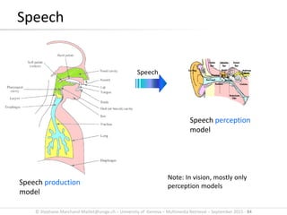 © Stephane.Marchand-Maillet@unige.ch – University of Geneva – Multimedia Retrieval – September 2015 - 84
Speech
Speech production
model
Speech perception
model
Note: In vision, mostly only
perception models
Speech
 