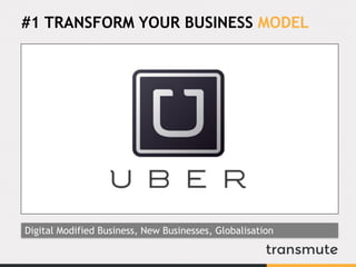 #1 TRANSFORM YOUR BUSINESS MODEL
Digital Modified Business, New Businesses, Globalisation
 