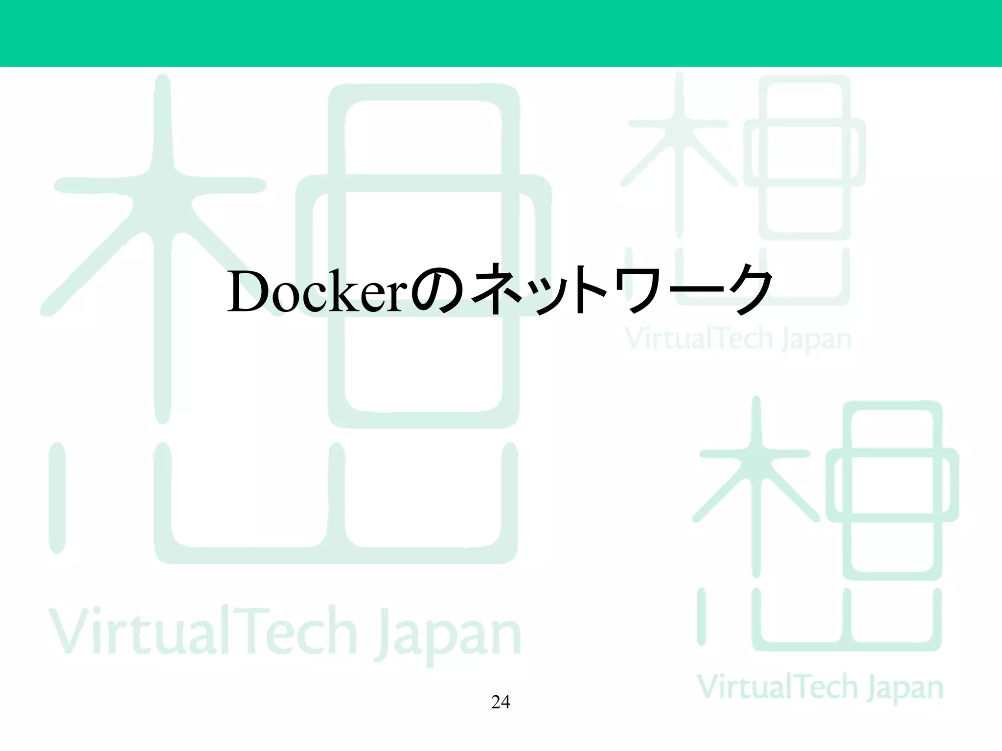 Dockerのネットワーク
24
 