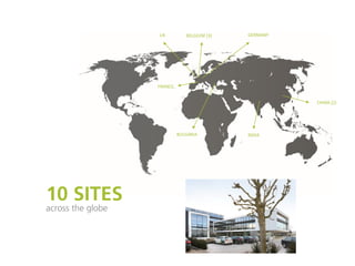 BELGIUM (3)UK
FRANCE
BULGARIA INDIA
CHINA (2)
GERMANY
10 SITES
across the globe
 