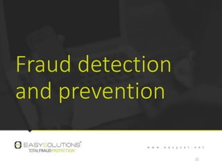 Fraud detection
and prevention
21
 