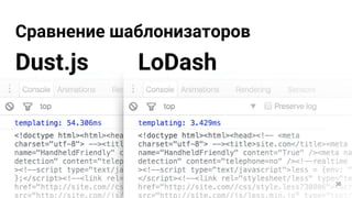 Сравнение шаблонизаторов
Dust.js LoDash
38
 
