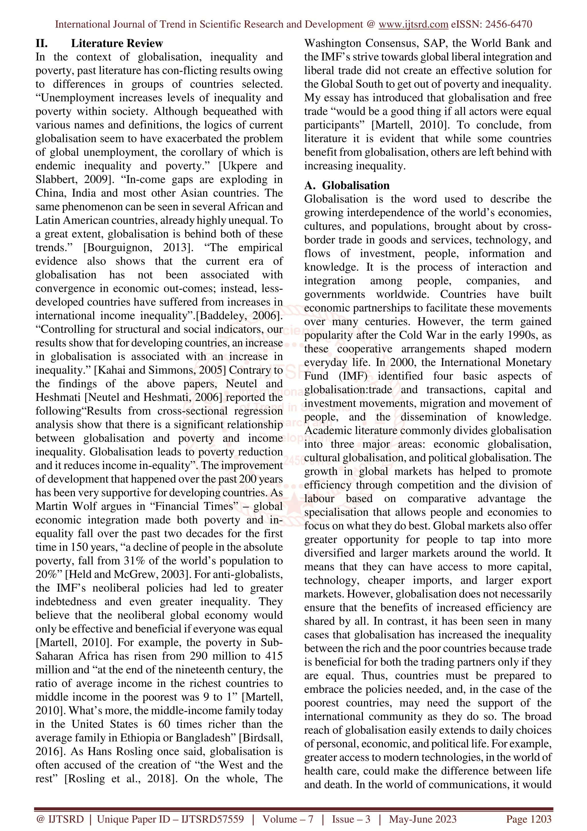 Globalisation and its Impact on Poverty and Inequality Case Study of ...