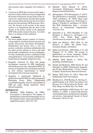 Globalisation and its Impact on Poverty and Inequality Case Study of ...
